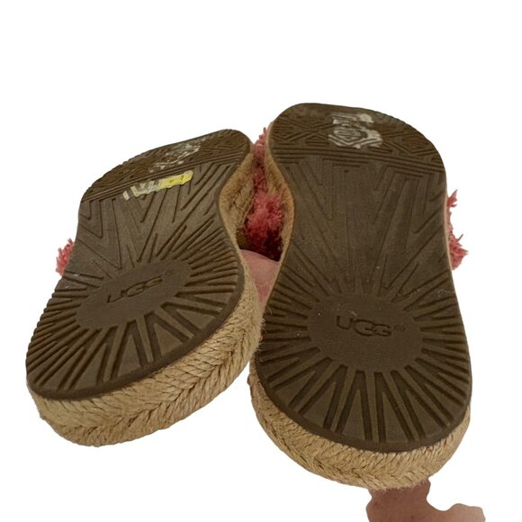 UGG Womens Edith Yarn Fringe Slide Sandals Pink Espadrille Slip On Size 10 - Picture 7 of 10